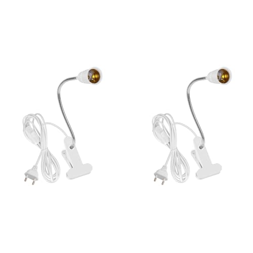 ELEPHANTBOAT® E27 Clamp Incandescent Light Lamp Holder With Metal Clip 360° Flexible Gooseneck And Switch Bulb Plug Socket Clip Desk Base White 2PCS ELEPHANTBOAT® E27 Clamp Incandescent Light Lamp Holder With Metal Clip 360° Flexible Gooseneck And Switch Bulb Plug Socket Clip Desk Base White 2PCS